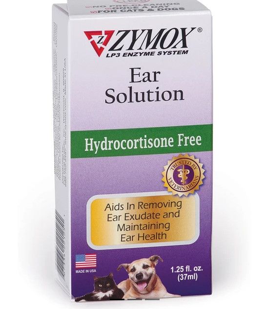 Zymox Ear Solution without Hydrocortisone for Dogs & Cats, 1.25-oz bottle