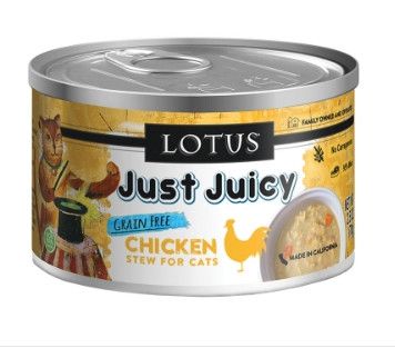Lotus Just Juicy Chicken Stew Grain-Free Wet Cat Food Can, 2.5-oz