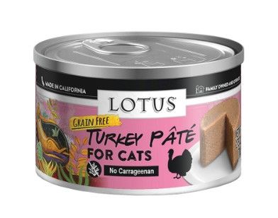 Lotus Turkey Pate Grain-Free Wet Cat Food Can, 2.75-oz