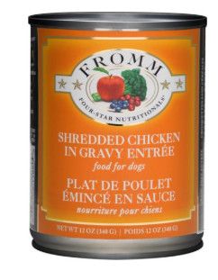 Fromm Four-Star Nutritionals Shredded Chicken in Gravy Entree Canned Dog Food, 12-oz