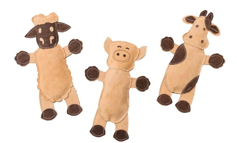 Ethical Pet Spot Dura-Fused Leather Barnyard Dog Toy, Character Varies, 11-in