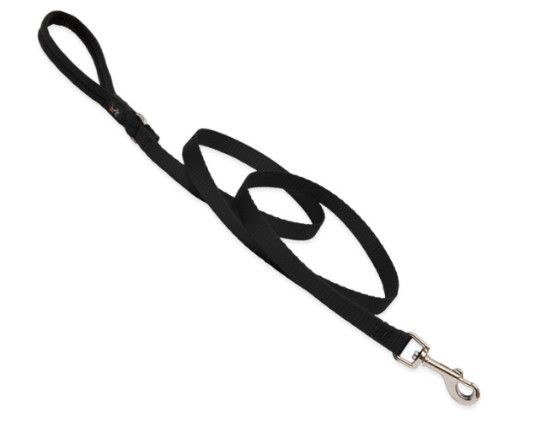 Lupine Pet Basic Solids Dog Leash, Black, 1-in x 6-ft