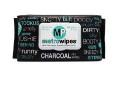 Metropaws Metro Wipes Charcoal Peppermint Scented Dog Wipes, 100-count