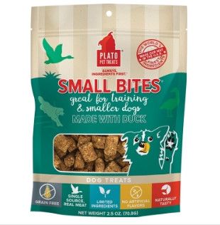Plato Small Bites Duck Dog Treats, 2.5-oz