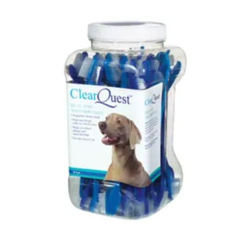 ClearQuest Dual-End Toothbrush for Pets, Blue, 9-in