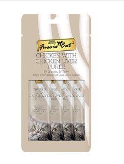 Fussie Cat Chicken with Liver Puree Cat Treats, 4-count