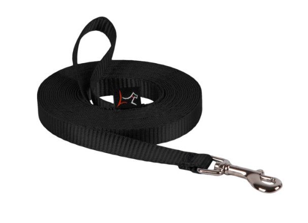 Lupine Pet Basic Solids Training Dog Leash, Black, 3/4-in x 30-ft