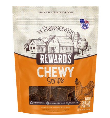 Wholesomes Rewards Chicken Chewy Strips Dog Treats, 25-oz