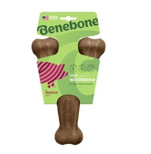 Benebone Bacon Flavored Wishbone Dog Chew Toy, Large