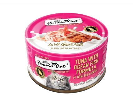 Fussie Cat Tuna with Oceanfish Formula in Goat Milk Gravy Wet Cat Food Can, 2.47-oz
