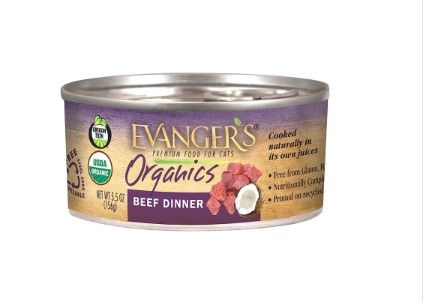 Evanger's Organics Beef Dinner Wet Cat Food Can, 5.5-oz