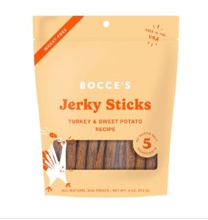 Bocce's Dog Grazers Jerky Sticks, Turkey & Sweet Potato, 4-oz