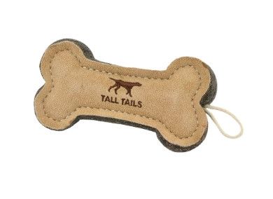 Tall Tails Natural Wool & Leather Bone Dog Toy, 6-in