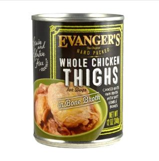 Evanger's Hand Packed Whole Chicken Thighs Wet Dog Food Can, 12-oz