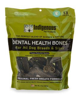 Indigenous Mini Fresh Breath Formula Dental Bones Dog Treats, 13.2-oz