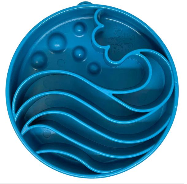 SodaPup ebowl Wave Enrichment Bowl Dog Slow Feeder, Blue