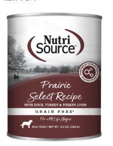 NutriSource Prairie Select Recipe Grain-Free Wet Dog Food Can, 12.3-oz