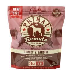 Primal Raw Frozen Nuggets Turkey & Sardine Formula Dog Food, 3-lb