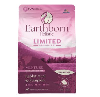 Earthborn Holistic Venture Limited Ingredient Rabbit Meal & Pumpkin Grain-Free Dry Dog Food, 25-lb