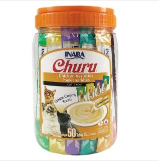 INABA Churu Puree Chicken Variety Pack Grain-Free Cat Treats, 50-pack