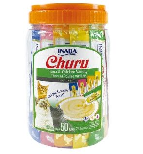INABA Churu Puree Tuna Varieties Tubes Cat Treats, 50-Pack