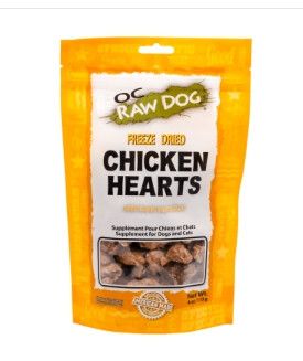 OC Raw Dog Chicken Hearts Freeze-Dried Dog & Cat Treat, 4-oz