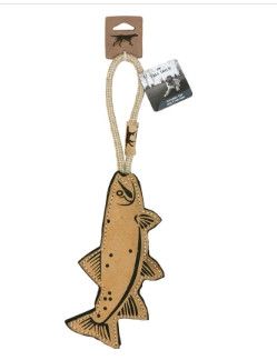 Tall Tails Natural Leather Trout Tug Dog Toy, 16-in