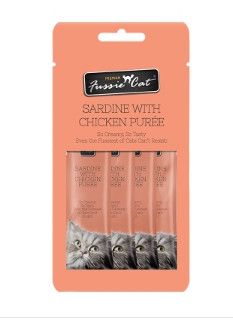 Fussie Cat Sardine with Chicken Puree Cat Treats, 4-count
