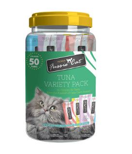Fussie Cat Tuna Puree 5 Flavors Variety Pack Cat Treats, 50-count