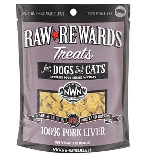 Northwest Naturals Raw Rewards Pork Liver Freeze Dried Dog & Cats Treats, 3-oz
