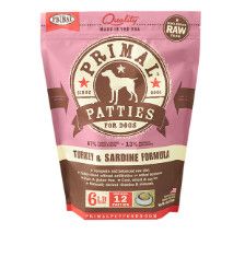 Primal Turkey & Sardine Formula Patties Raw Frozen Dog Food, 6-lb