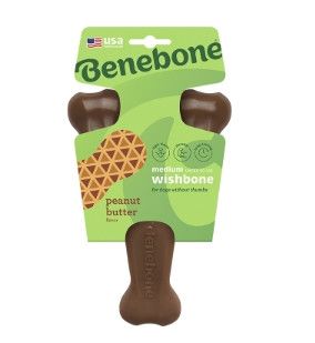 Benebone Peanut Butter Flavored Wishbone Dog Chew Toy, Medium