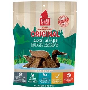 Plato Original Real Strips Duck Recipe Dog Treats, 18-oz