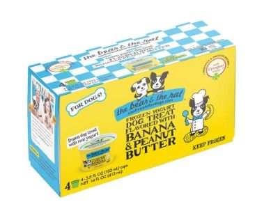 The Bear & The Rat Banana & Peanut Butter Frozen Yogurt Dog Treats, 3.5-oz, 4-pack