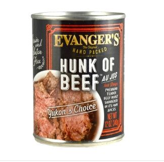 Evanger's Hand Packed Hunk of Beef Wet Dog Food Can, 12-oz
