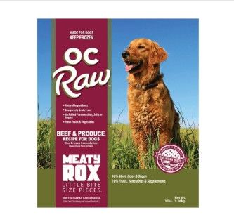 OC Raw Dog Beef & Produce Meaty Rox Raw Frozen Dog Food, 3-lb
