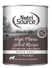NutriSource High Plains Select Recipe Grain-Free Wet Dog Food Can, 12.3-oz