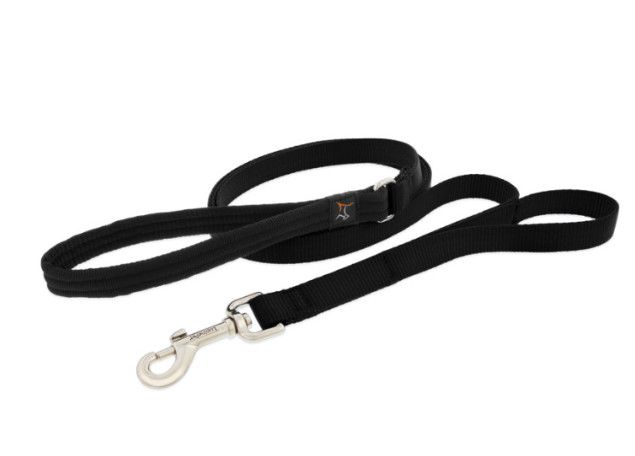 Lupine Pet Dog Leash, Lupine Basics, Double Handle, Black, 6'x1"