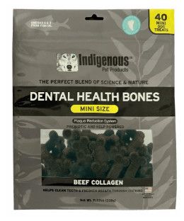 Indigenous Mini Dental Health Bones Beef Collagen Dog Treats, 40-count