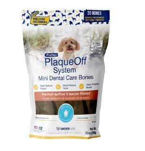 Proden PlaqueOff Dental Care Bones, Peanut Butter Bacon, Mini,12oz
