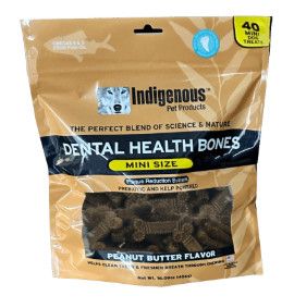 Indigenous Mini Dental Health Bones Peanut Butter Dog Treats, 40-count