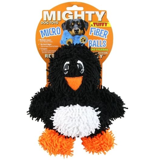 Mighty Microfiber Ball Med Penguin  Squeaky Dog Toy