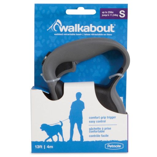 Walkabout Retractable Leash, Small, Black