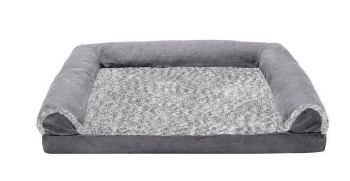 FurHaven  Pet Products Two-Tone Orthopedic Sofa, Pet Bed, Stone Grey, Medium