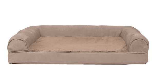 FurHaven  Pet Products Plush & Suede Orthopedic Sofa, Pet Bed, Almondine, Large