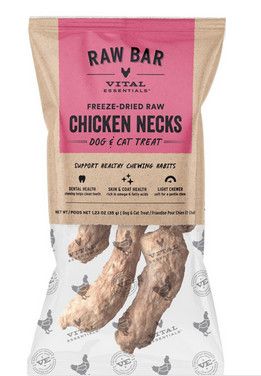 Vital Essentials Raw Bar Freeze-Dried Pet Treats, Bagged Chicken Necks