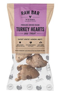 Vital Essential Raw Bar Freeze-Dried Pet Treats, Bagged Turkey Hearts