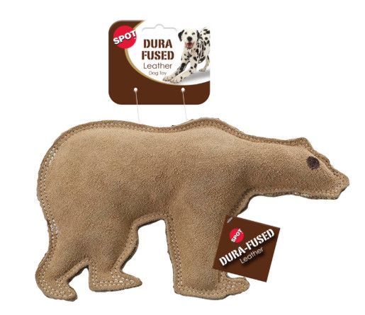 Ethical Pet Dura-Fused Leather Bear Dog Toy