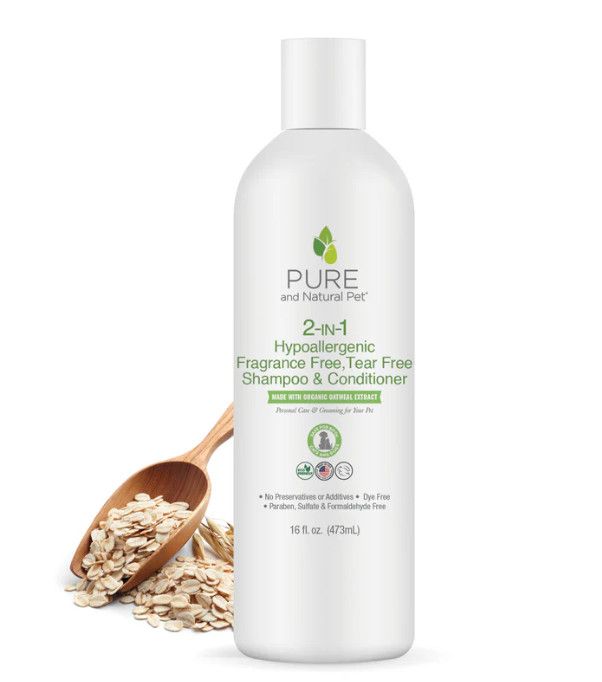 Pure and Natural Pet 2-in-1 Hypoallergenic, Fragrance Free, Shampoo & Conditioner, 16-oz