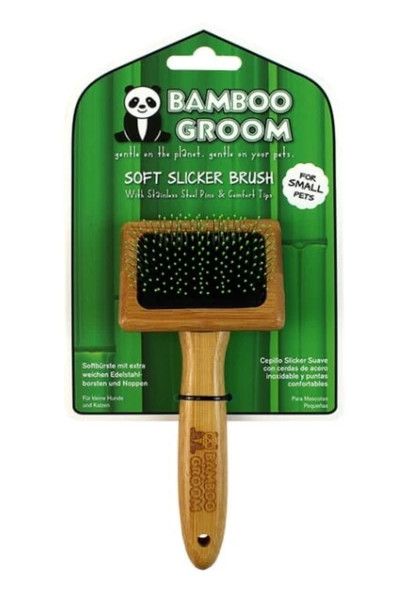 Bamboo Groom Soft Slicker Brush for Cats & Dogs, Small